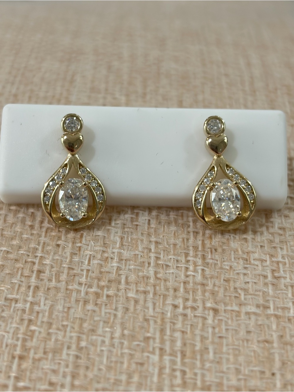 NEW Classic Gold Plated Sterling Silver Drop Earrings with Moissanite Stones